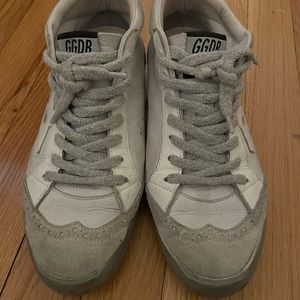 Golden Goose Mid Star high top leather trainers white/silver size 37